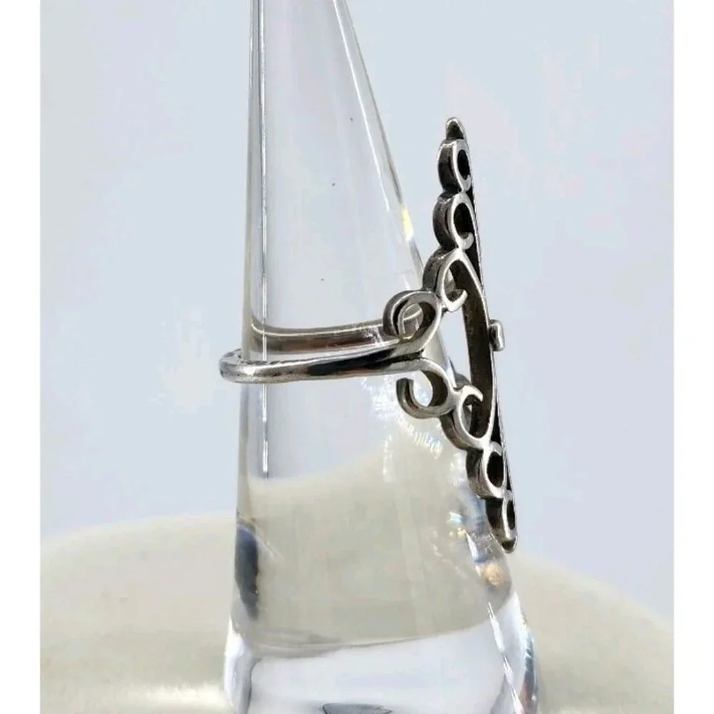Vintage Mexico LMV 925 Sterling Silver Modernist Statement Ring Size 5.75 - Picture 4 of 8